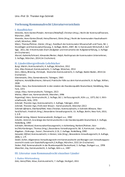 Vorlesung Kommunalrecht Literaturverzeichnis