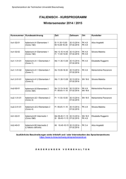 Semesterprogramm Italienisch WS 2014/2015 - Technische