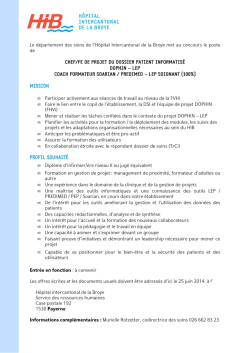 annonce chef de projet - Hôpital intercantonal de la Broye