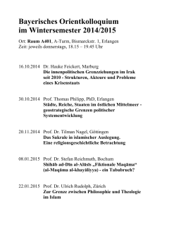Bayerisches Orientkolloquium im Wintersemester 2014/2015