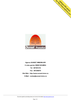 catalogue immobilier Agence SUNSET IMMOBILIER