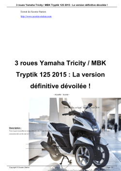 3 roues Yamaha Tricity / MBK Tryptik 125 2015 : La