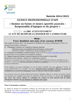 Le dossier de candidature à télécharger - UFR STAPS Paris-Sud