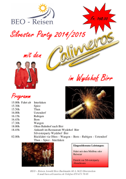 Silvester Party Silvester Party 2014/2015 mit den im    - Calimeros