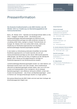 Die Deutsche Kreditwirtschaft zu den BGH-Urteilen vom 28. Oktober