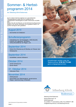 Sommer/Herbst 2014 - Silberberg Klinik