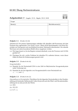 64-041 - Übung Rechnerstrukturen: Aufgabenblatt 2 - TAMS