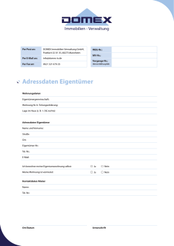 Adressdaten Eigentümer - DOMEX Immobilien-Verwaltung