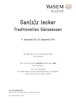 Gan( s )z lecker - Wasems Kloster Engelthal