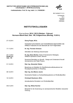 INSTITUTSKOLLOQUIEN Vorschau 2014 / 2015 (Oktober    - DLR