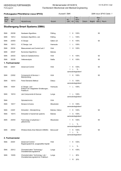 Studiengang Smart Systems (SMA) - Hochschule Furtwangen