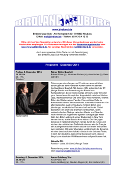 www.birdland. de  Programm - November 2014 - Birdland Jazz Club