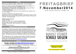 Freitagsbrief 07.11.2014 - Rudolf-Steiner-Schule Siegen Freie