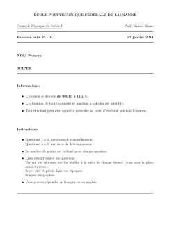 &Eacute;COLE POLYTECHNIQUE F&Eacute;D&Eacute;RALE DE LAUSANNE Cours de