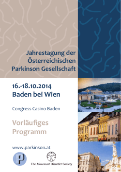 Vorläufiges Programm - Österreichische Parkinson-Gesellschaft