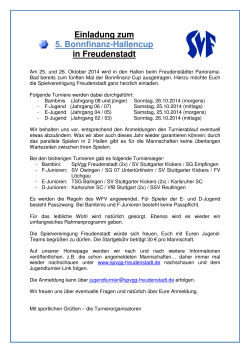 Einladung zum 5. Bonnfinanz-Hallencup in Freudenstadt