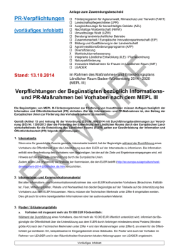 Infoblatt  PR -Verpflichtungen - Infodienst - Landwirtschaft, Ern&auml;hrung