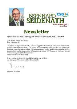 Newsletter aus dem Landtag von Bernhard Seidenath