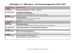 Ablaufplan 11. MBA Sport- und Eventmanagement 2014-2017