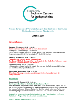 Ausstellungen und Veranstaltungen des Bochumer Zentrums für