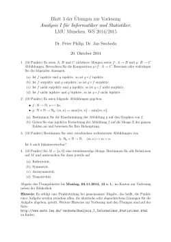 Blatt 3 der¨Ubungen zur Vorlesung Analysis I für Informatiker und