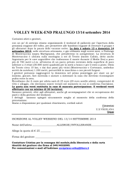 VOLLEY WEEK-END PRALUNGO 13/14 settembre