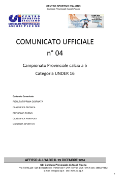 COMUNICATO UFFICIALE n° 04 - Centro Sportivo Italiano