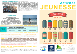 JEUNESSE Activit&eacute;s &Eacute;t&eacute; 2014 10-16 ans