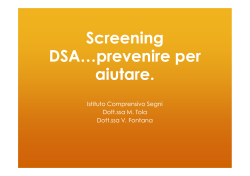 Screening DSA…prevenire per aiutare.