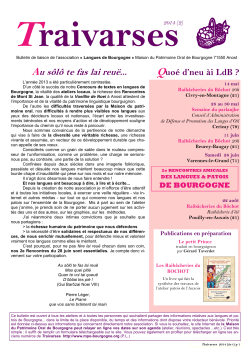 TRAIVARSES 1- 2014 - Maison du patrimoine oral de Bourgogne