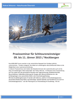 Praxisseminar für Skitourengeher - Naturfreunde