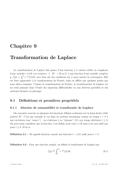 Chapitre 9 Transformation de Laplace