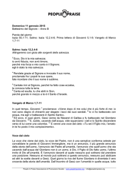 Domenica 11 gennaio 2015 Battesimo del Signore