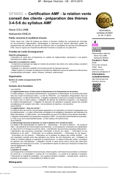 GFN002 - Certification AMF : la relation vente conseil des