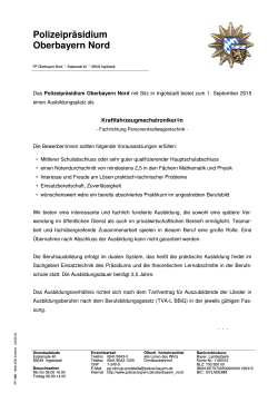 Stellenangebot Azubi Kfz-Mechatroniker/in - Polizei Bayern