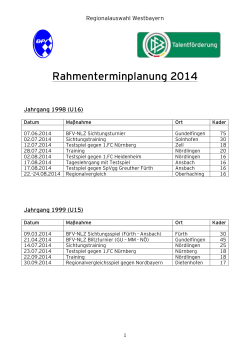 Jahresplanung Westbayern 2014 - alle Jahrgänge - BFV