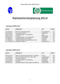 Jahresplanung Westbayern 2014 - alle Jahrg&auml;nge - BFV