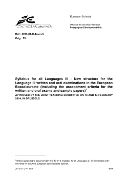 Syllabus for all Languages III