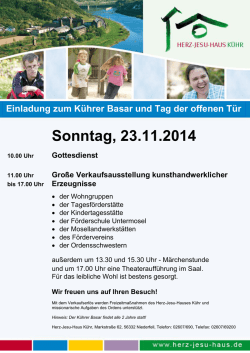 Einladung zum Kührer Basar und Tag der offenen    -  Herz -Jesu-Haus