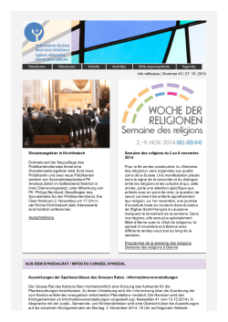 Newsletter, 27 Oktober 2014 - Reformierte Kirchen Bern-Jura
