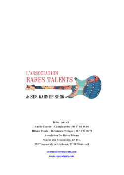 Infos / contact : Emilie Carzon &ndash; Coordinatrice : 06 47