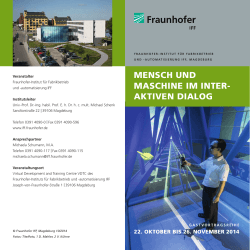 Gastvortragsreihe Virtual Reality –  Mensch  und    - Fraunhofer IFF