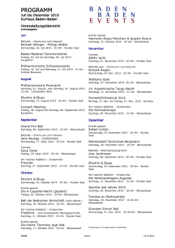 Programmliste 2. Halbjahr 2015 chronologisch - Baden-Baden