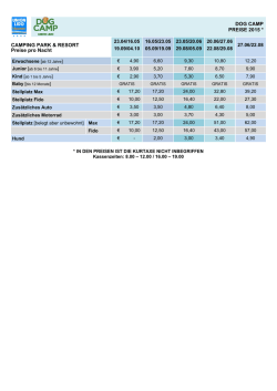 DOG CAMP PREISE 2015 * CAMPING PARK    - Union Lido