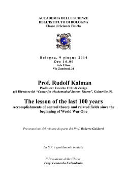 Conferenza Prof.Rudolf Kalman - Accademia delle Scienze dell