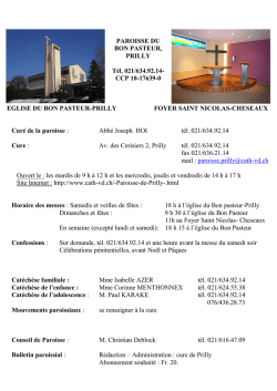 PAROISSE DU BON PASTEUR, PRILLY T&eacute;l - Cath