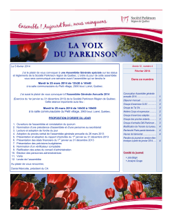 Journal La voix du Parkinson – Février 2014