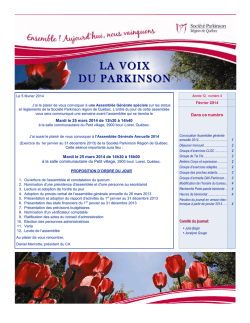 Journal La voix du Parkinson &ndash; F&eacute;vrier 2014