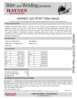 HAYNES &reg; 625 RTW TM Filler Metal