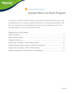 Sample Return-to-Work Program - The Hanover Insurance Company